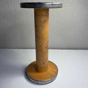 Antique Wood X-Large Spool, metal bands on each end, perfect for decorating